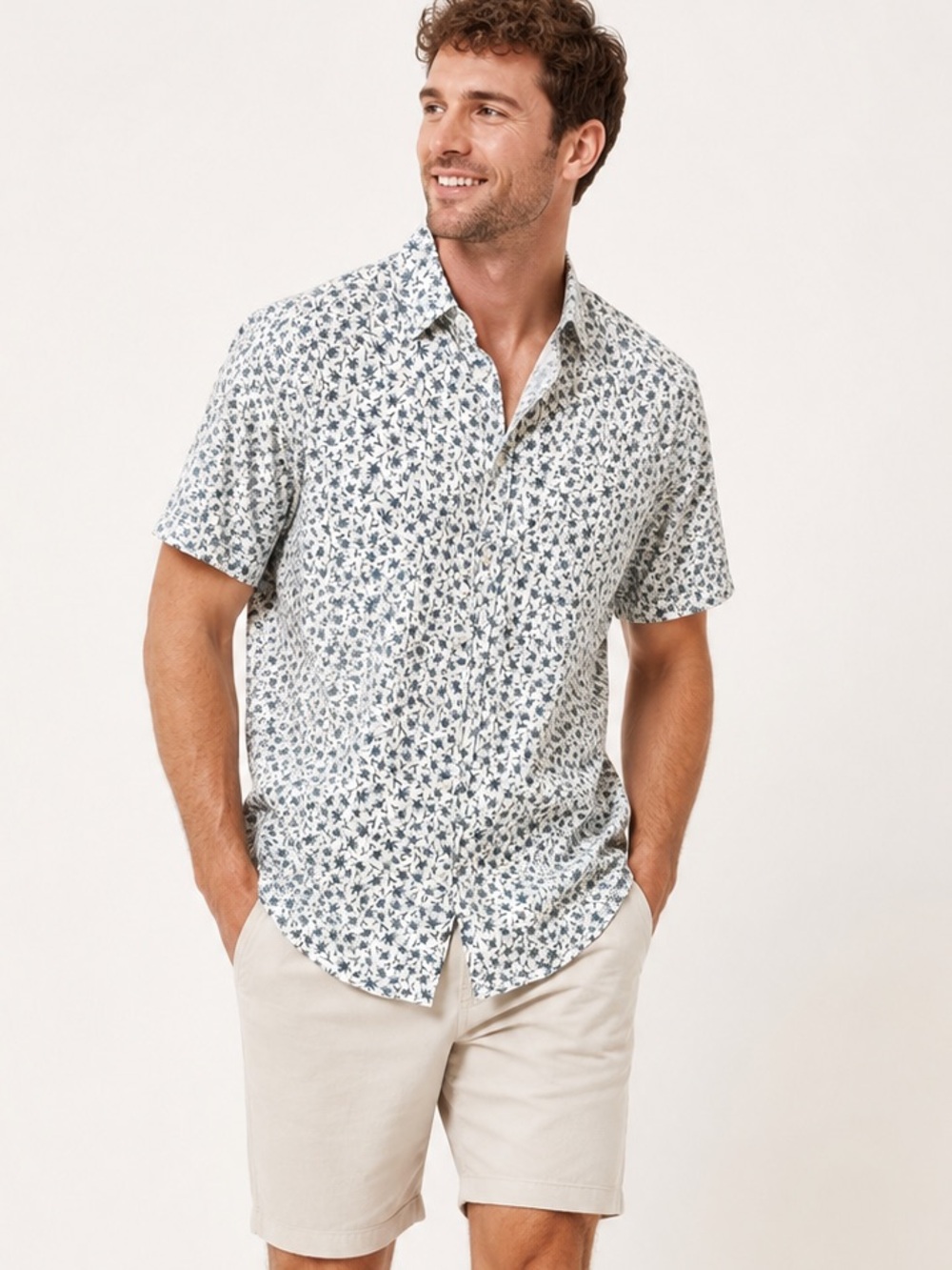 Hugo Boss Beige Flat-Front Chino Shorts